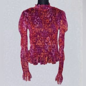 Free People Hello There Floral Mesh Top